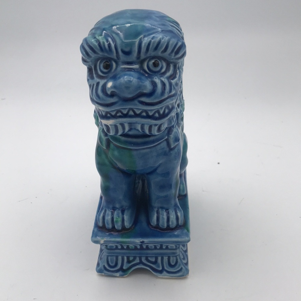 VTG Mid 20th Century Foo Dog Turquoise Glazed Porcelain Made in Japan - Picture 4 of 13